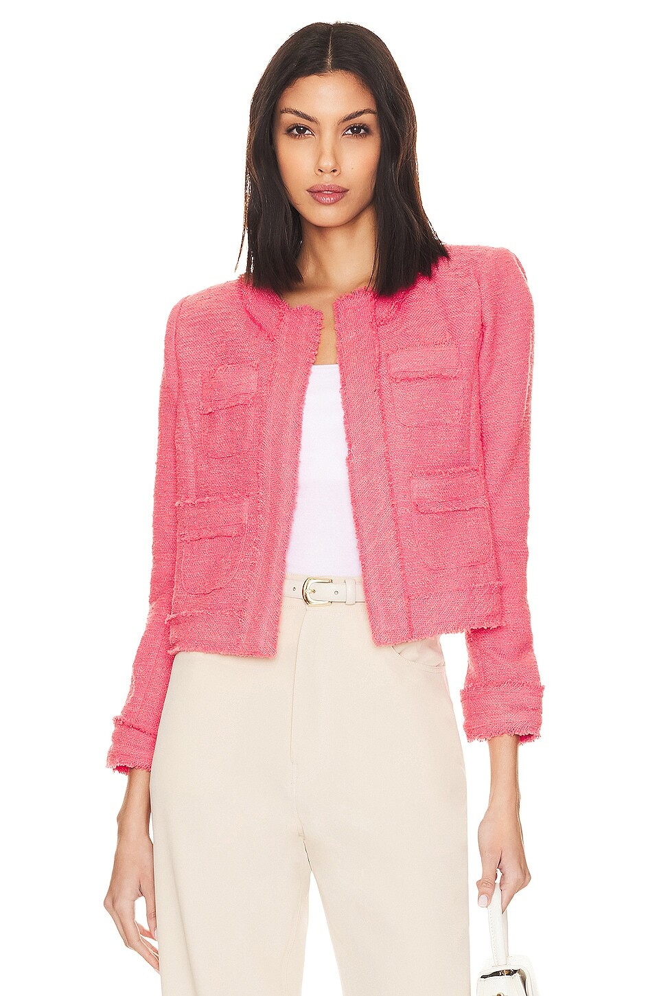 

Куртка L'AGENCE Keaton with Fringe, цвет Coral Rose
