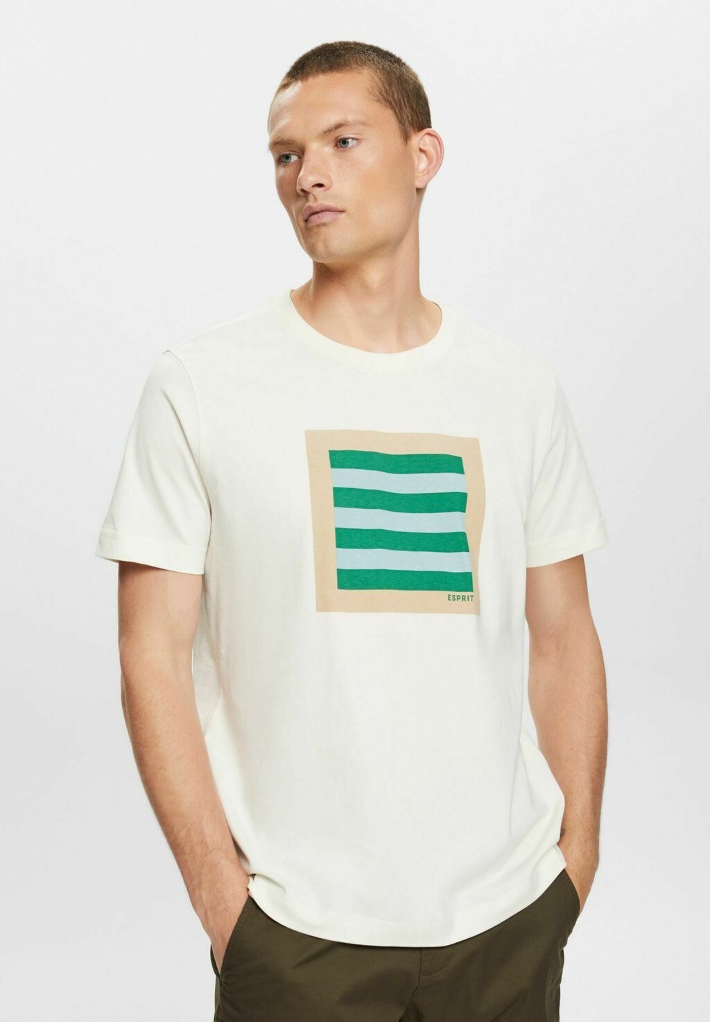 

Футболка с принтом Esprit, молочный, Серый
