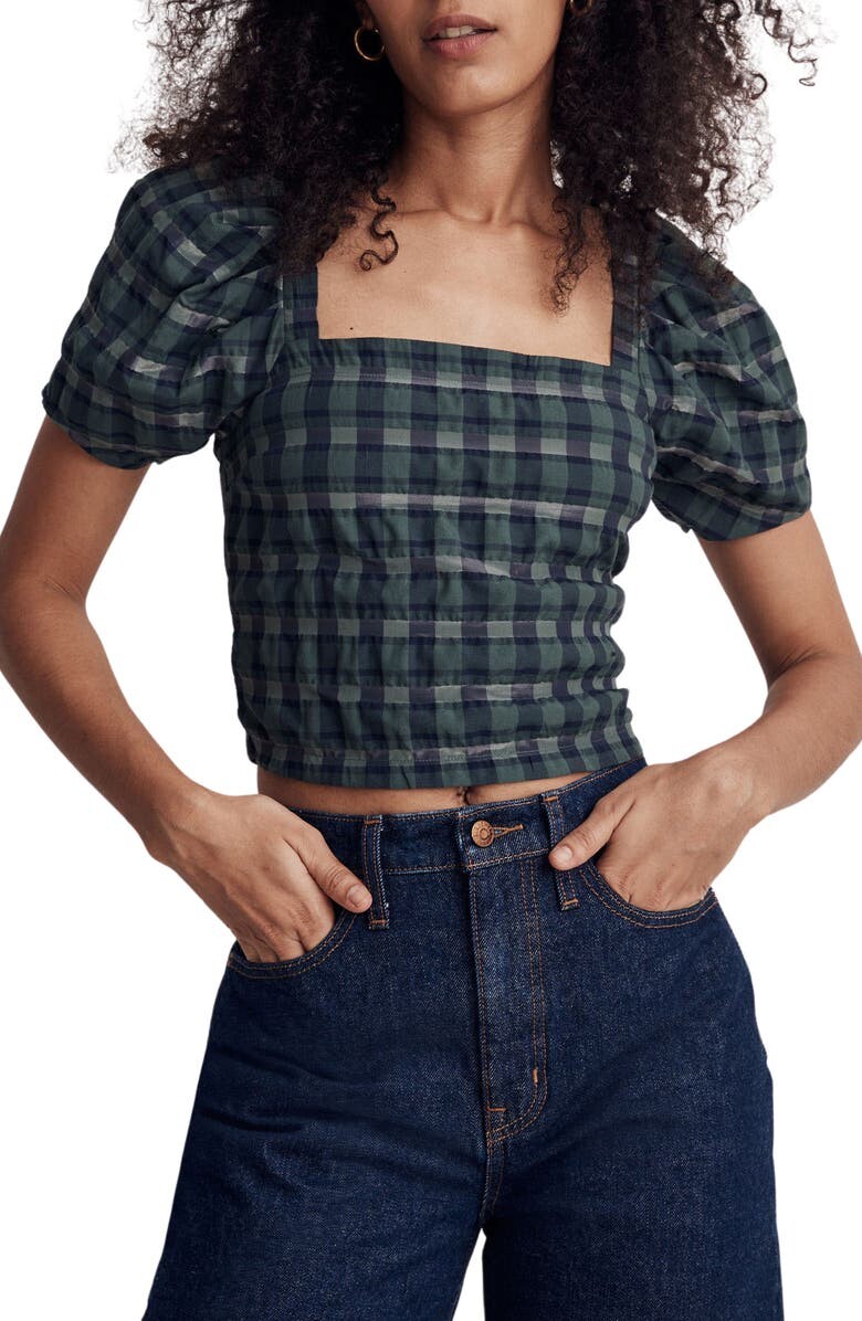

Укороченный топ Hopewell в клетку с пышными рукавами MADEWELL