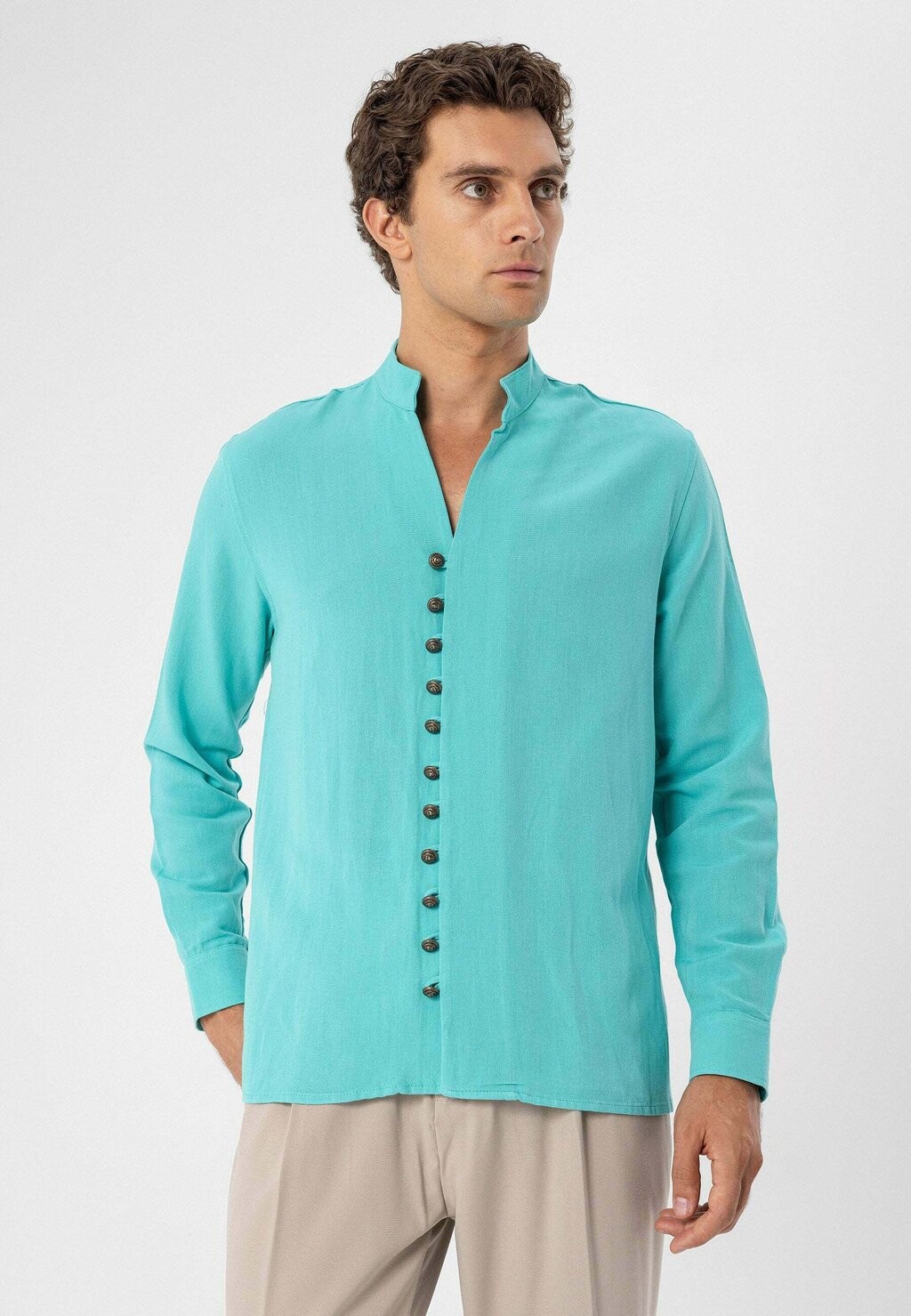 

Рубашка Standing Collar Antioch, бирюзовый