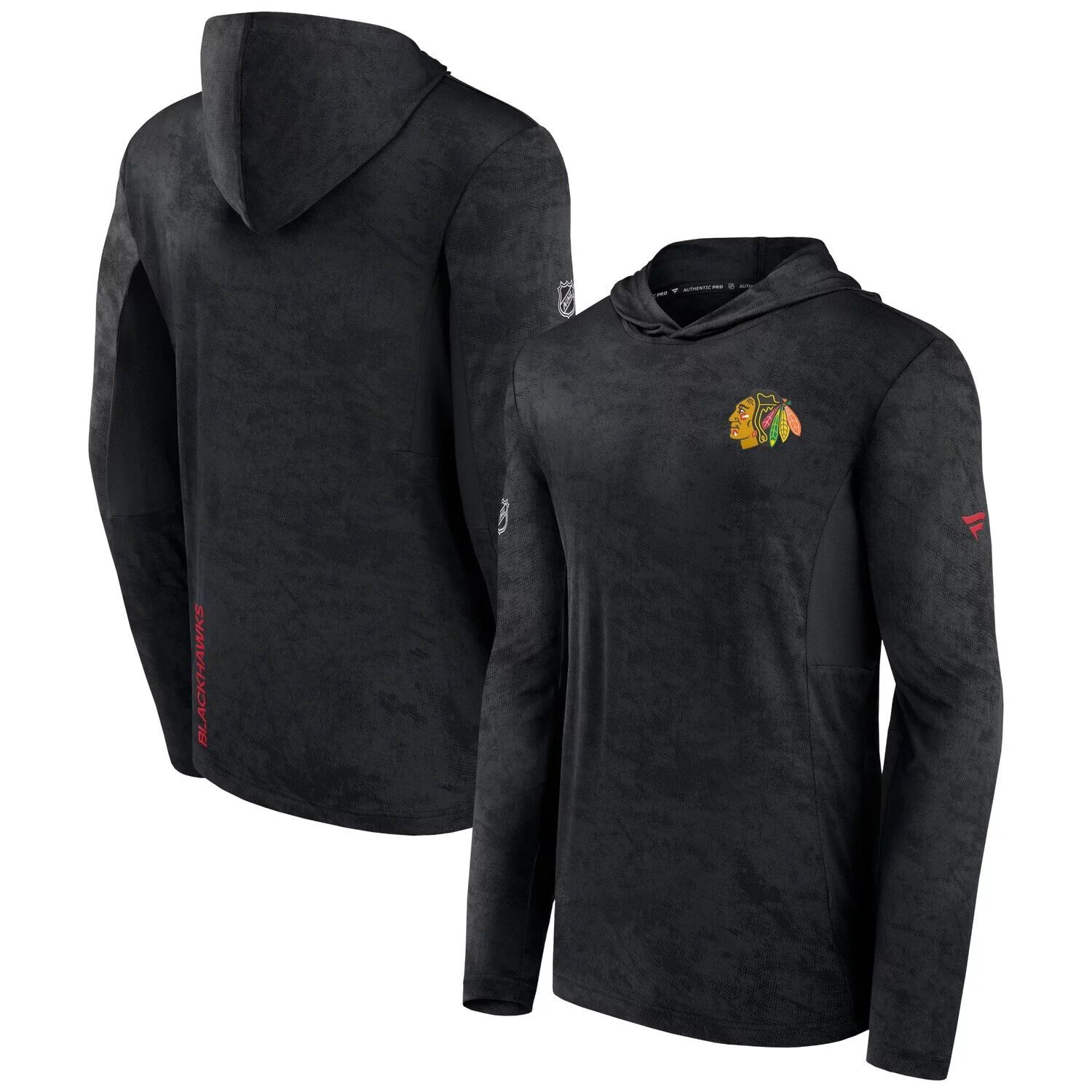 

Мужской фирменный черный пуловер с капюшоном Chicago Blackhawks Authentic Pro Rink Camo Fanatics