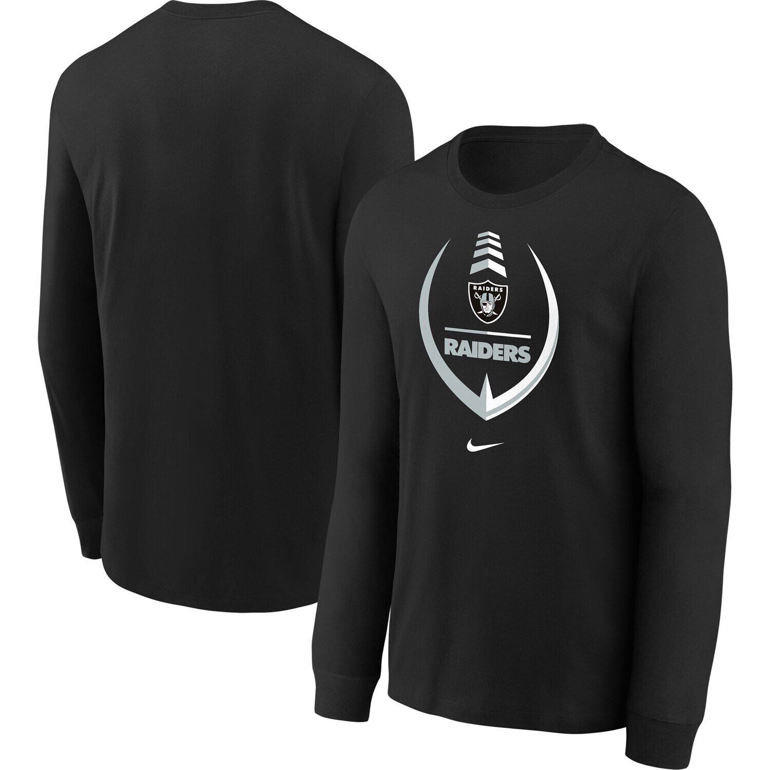 

Черная футболка с длинными рукавами Nike Las Vegas Raiders Icon для малышей Nike