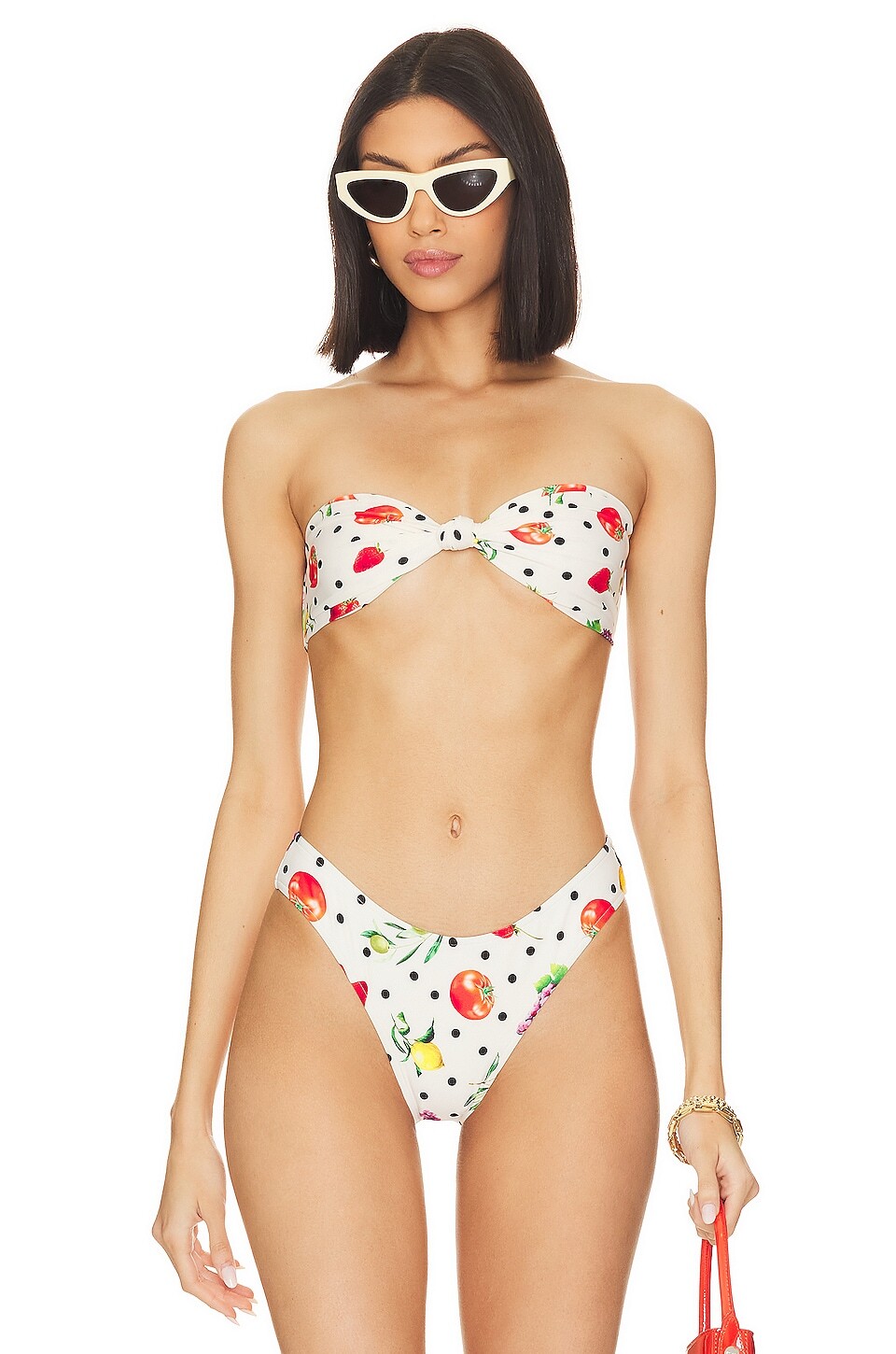 

Топ бикини WeWoreWhat Tie Bandeau, цвет Fruits Off White Multi