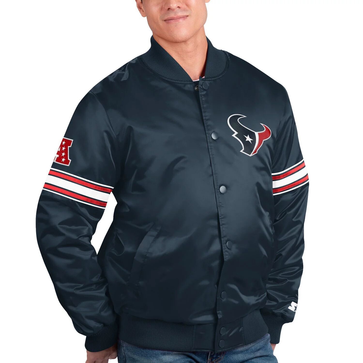 

Мужская темно-синяя куртка с кнопками Houston Texans The Pick and Roll Starter