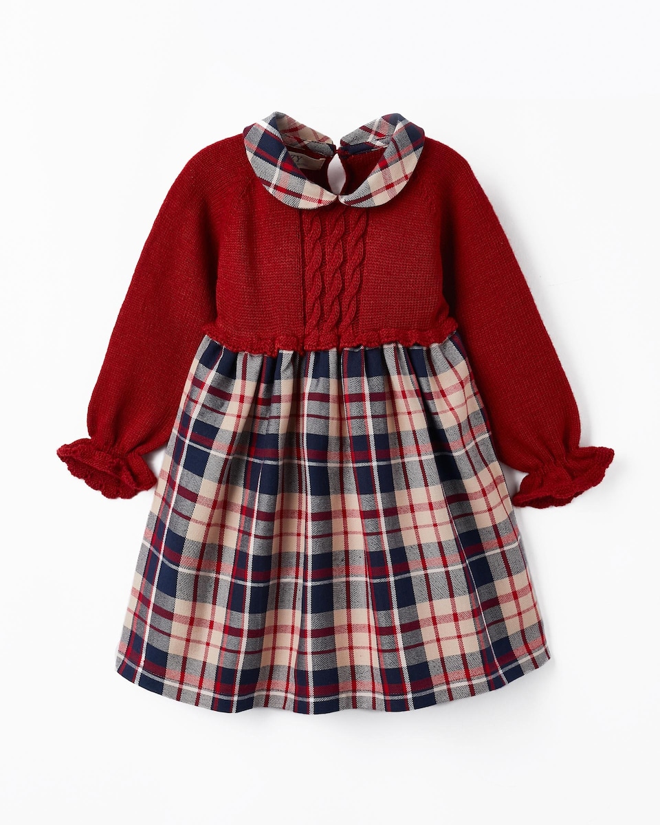 Комбинированное платье для девочки красного цвета. Zippy, красный