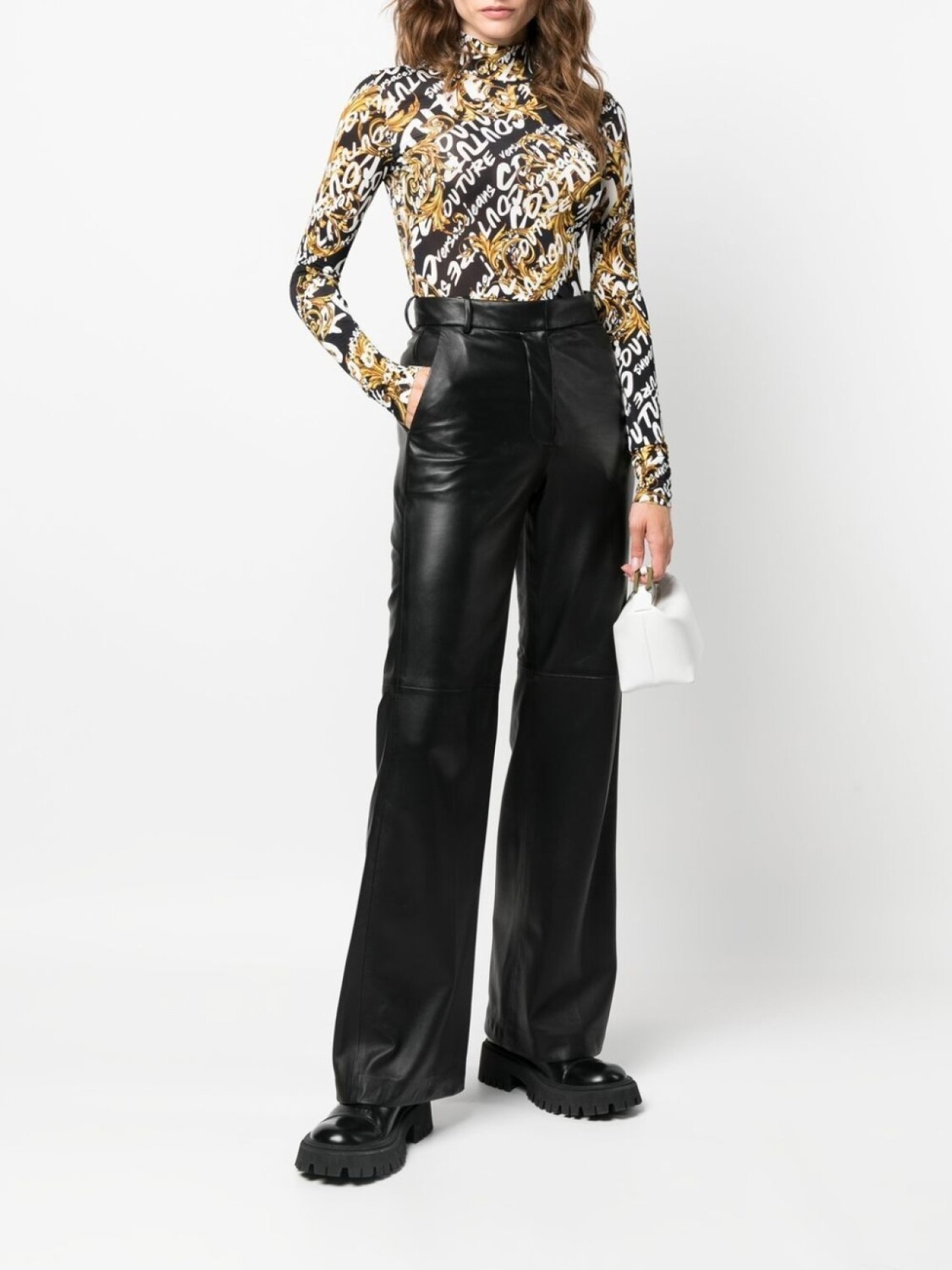 

Топ с длинными рукавами и логотипом Versace Jeans Couture, черный