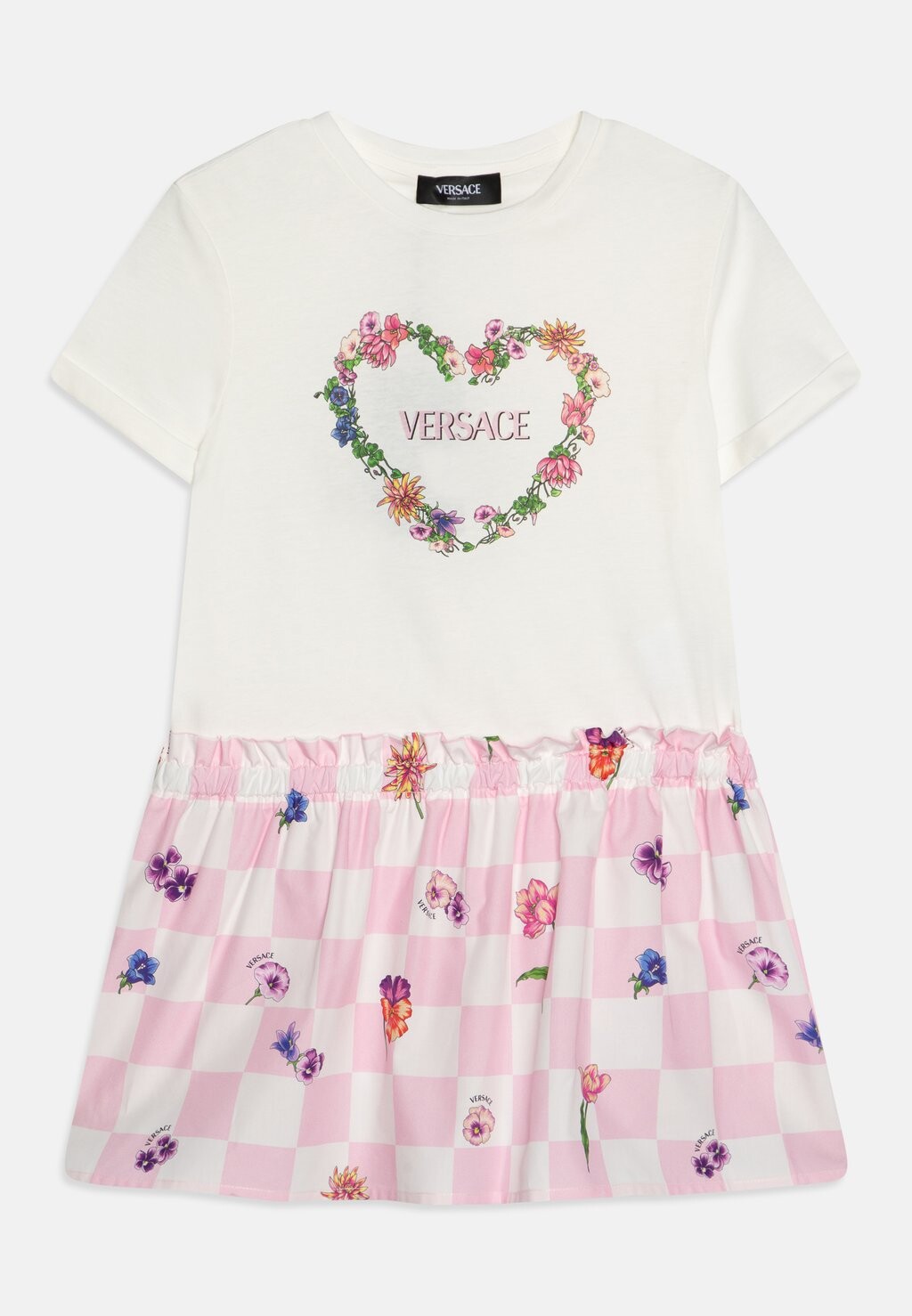 

Платье из джерси Dress Flowers Damier Herat Versace, цвет bianco/rosa
