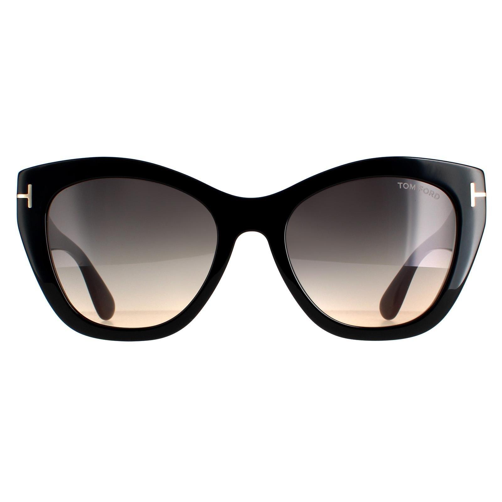 цена Блестящие черные дымчато-серые солнцезащитные очки «кошачий глаз» с градиентом FT0940 Cara Tom Ford, черный