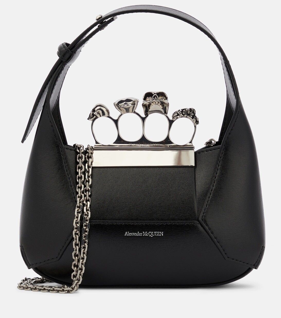

Сумка-тоут из кожи с драгоценными камнями Alexander McQueen, черный
