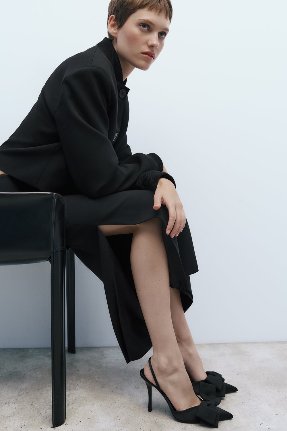 

Туфли на высоком каблуке с бантом ZARA, черный