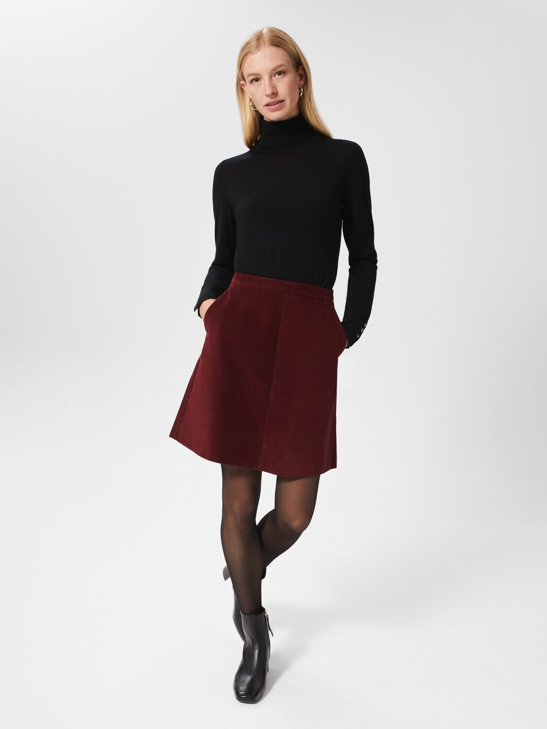 

Вельветовая мини-юбка Hobbs Ria, темно-ягодно-красный