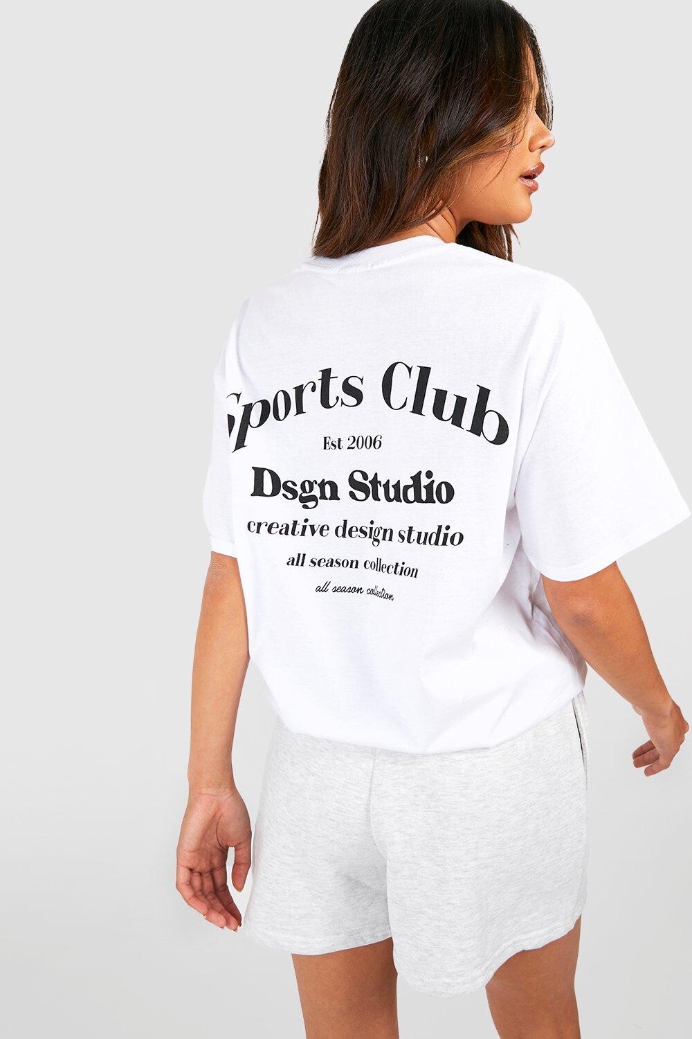 

Футболка оверсайз с принтом sports club на спине Boohoo, белый