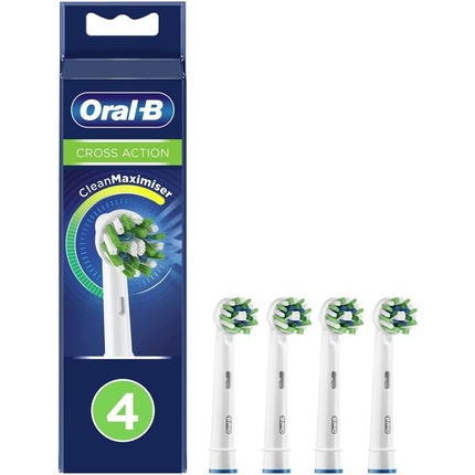 Насадка для электрической зубной щетки Oral-B Cross Action с технологией CleanMaximiser, набор из 4 шт. насадки для электрической зубной щетки oral b cross action cleanmaximiser black 2 шт