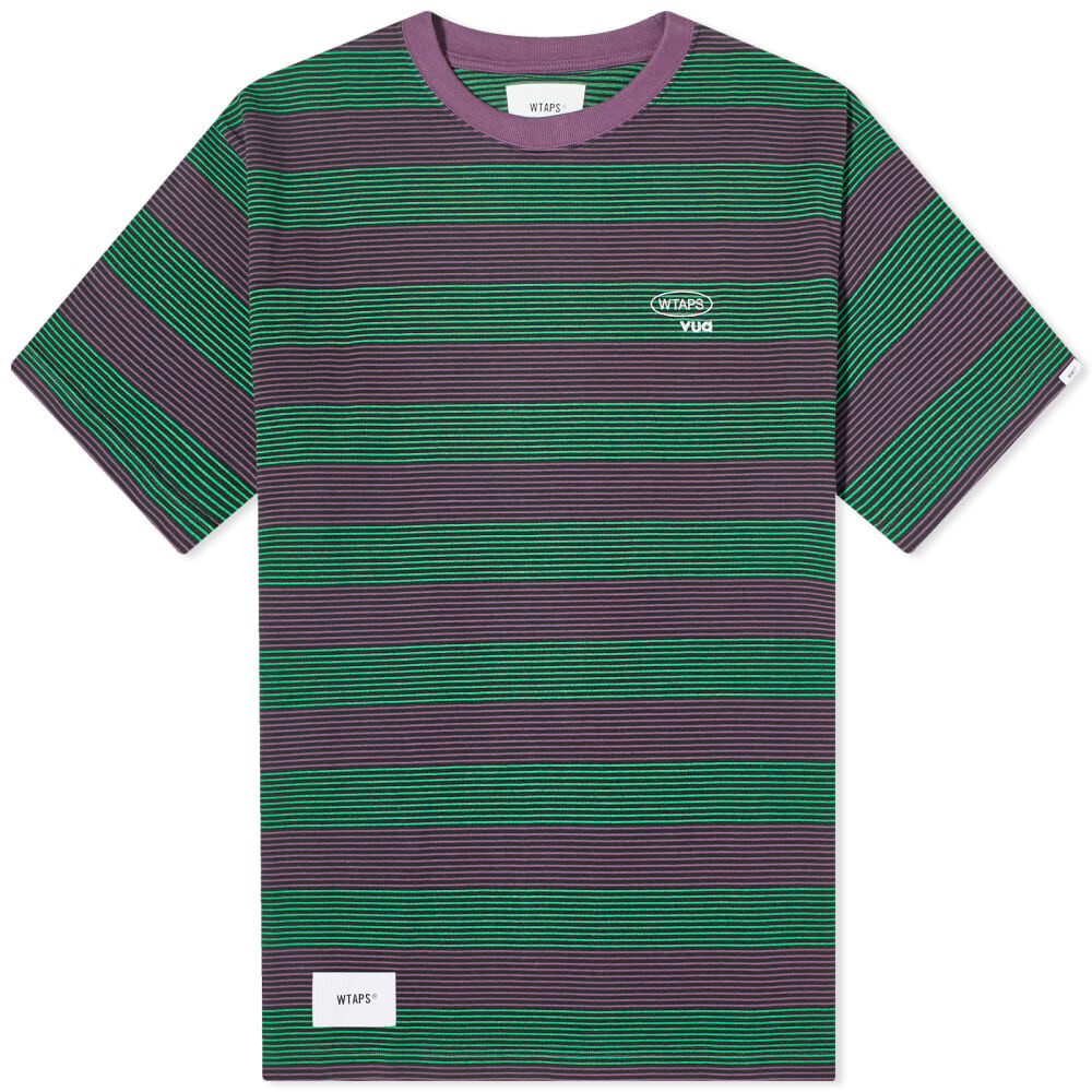 

WTAPS 07 Полосатая футболка с круглым вырезом, зеленый