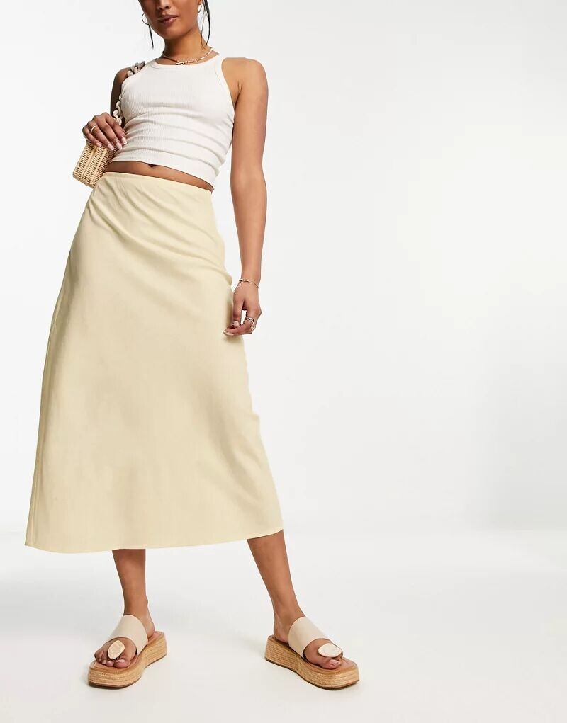 

Асимметричная юбка миди из натурального льна ASOS