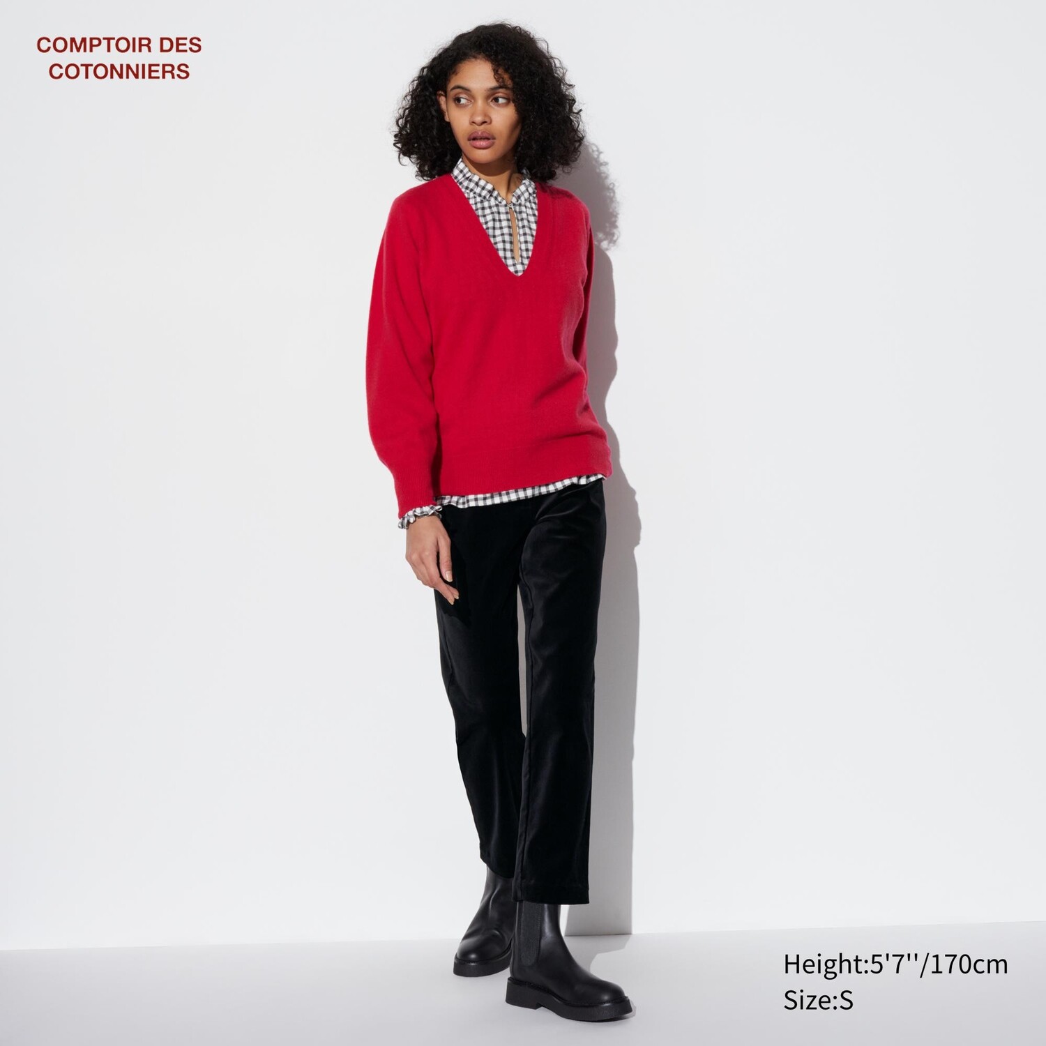 

Бархатные брюки заюженного кроя UNIQLO, черный