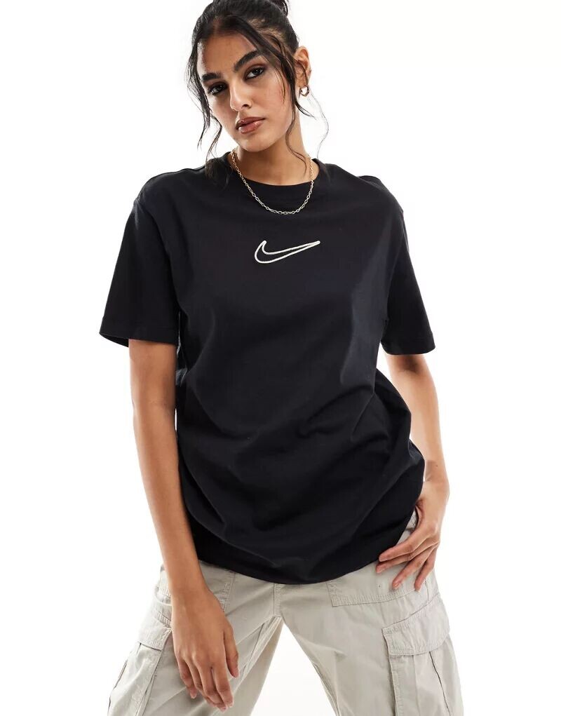 

Черная футболка унисекс унисекс Nike Midi Swoosh