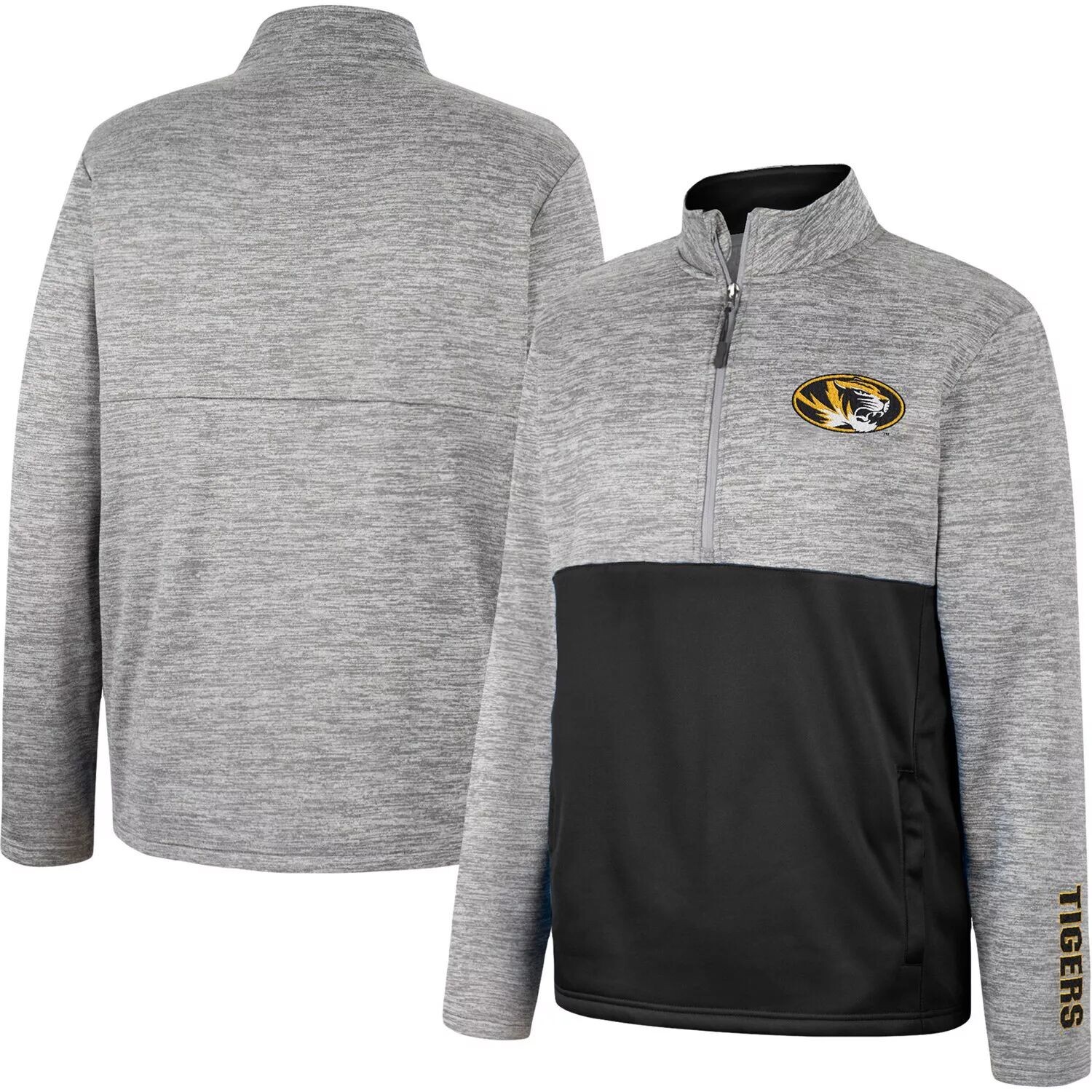 

Мужская серая куртка Missouri Tigers John с молнией до половины Colosseum