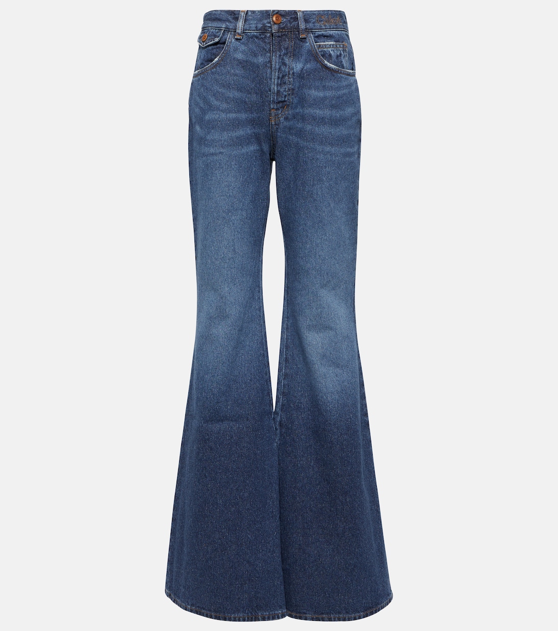 Расклешенные джинсы с высокой посадкой CHLOÉ, синий джинсы paige laurel canyon расклешенные с высокой посадкой синий