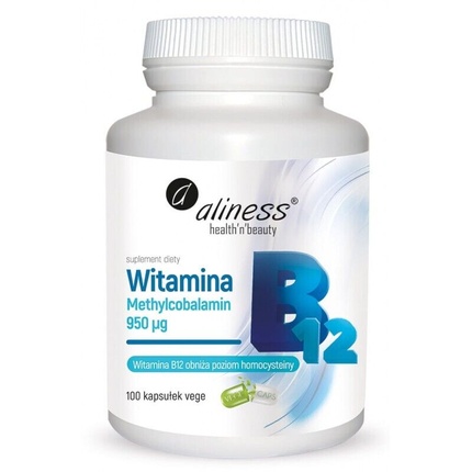 Aliness Витамин B12 Метилкобаламин 900 мкг 100 капсул doctor life active активный витамин b12 метилкобаламин 1000 мкг 60 капсул inna marka