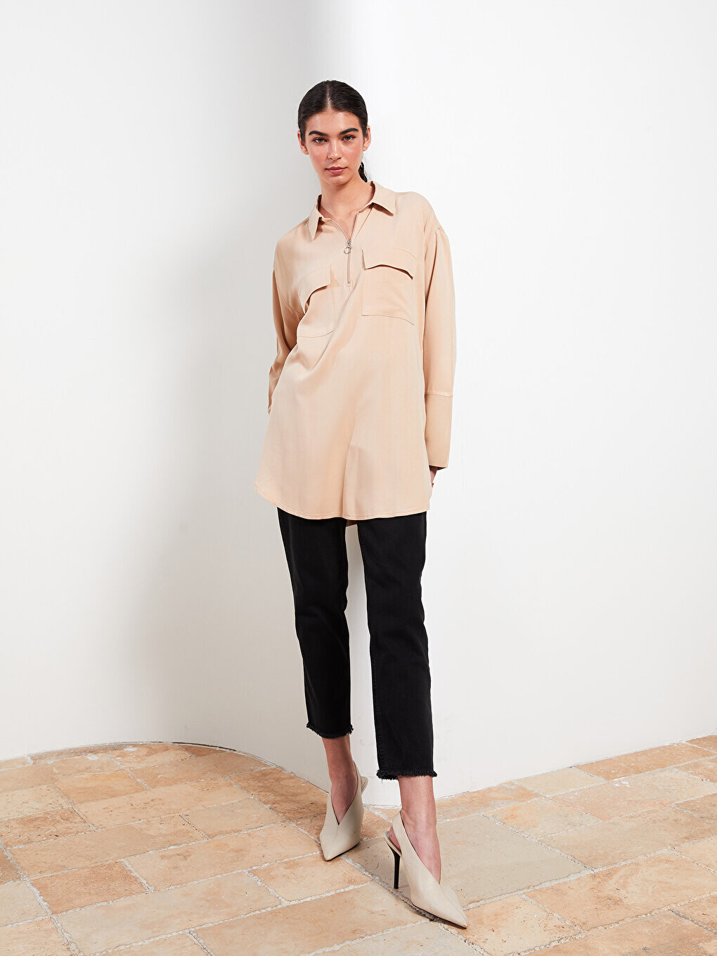 

Женские удобные прямые джинсовые брюки LCW Modest, черное родео, Черный
