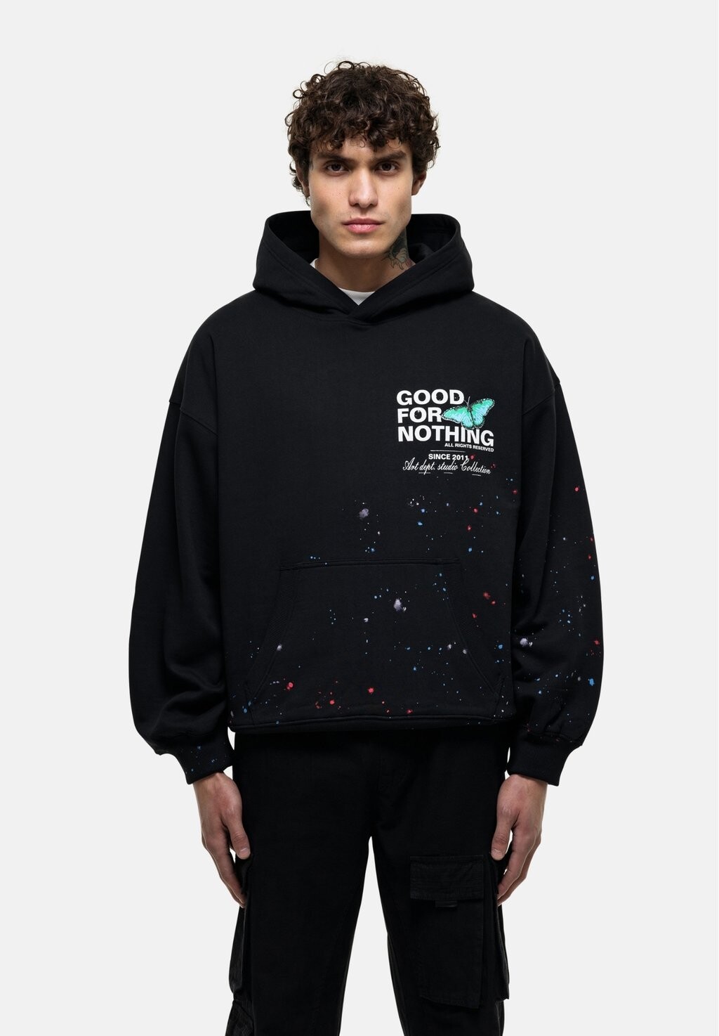 

Толстовка с капюшоном PAINT BLACK WASH STUDIO HOODIE Good For Nothing, черный