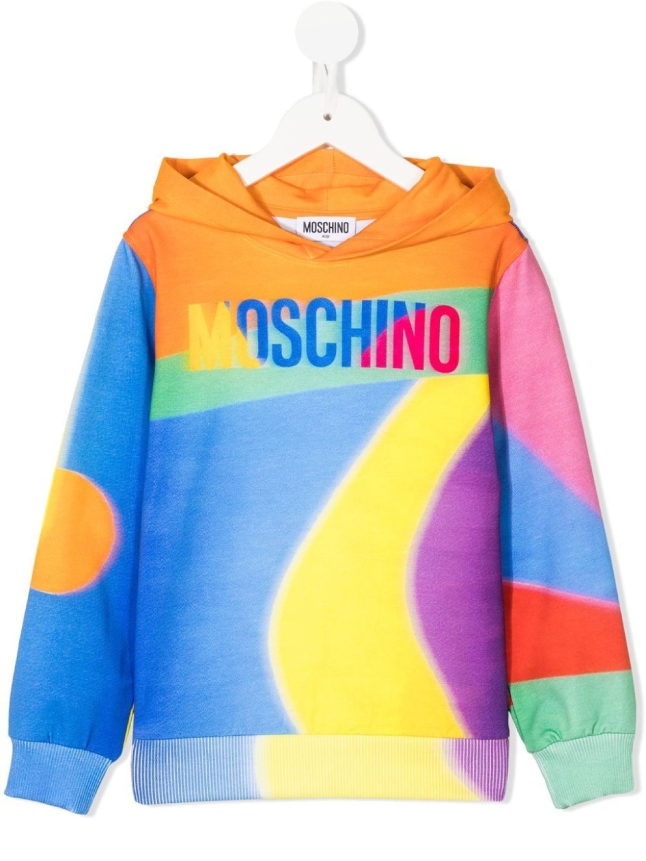 

Moschino Kids худи в стиле колор-блок с логотипом, синий