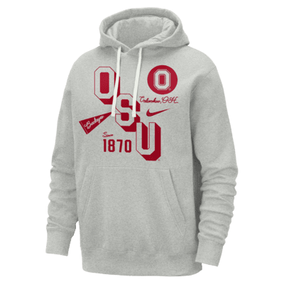 

Худи Nike Ohio State Club, цвет Birch/Heather/Grey Fog/University Red