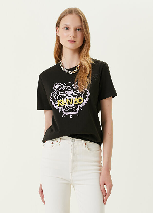 

Черная футболка с круглым вырезом tiger Kenzo, Черный