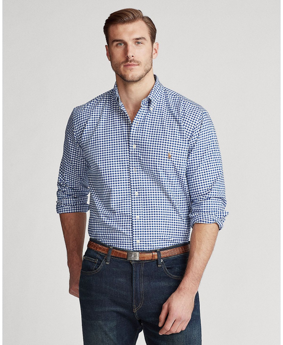 Мужская оксфордская рубашка в клетку классического кроя Big & Tall Polo Ralph Lauren