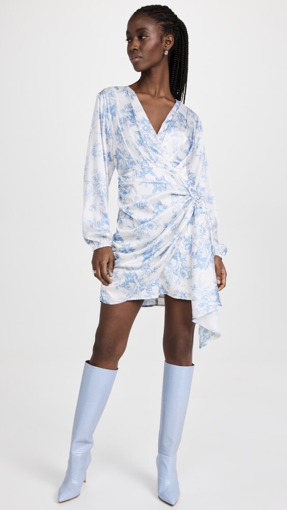 

Платье мини WAYF Long Sleeve Wrap, слоновая кость