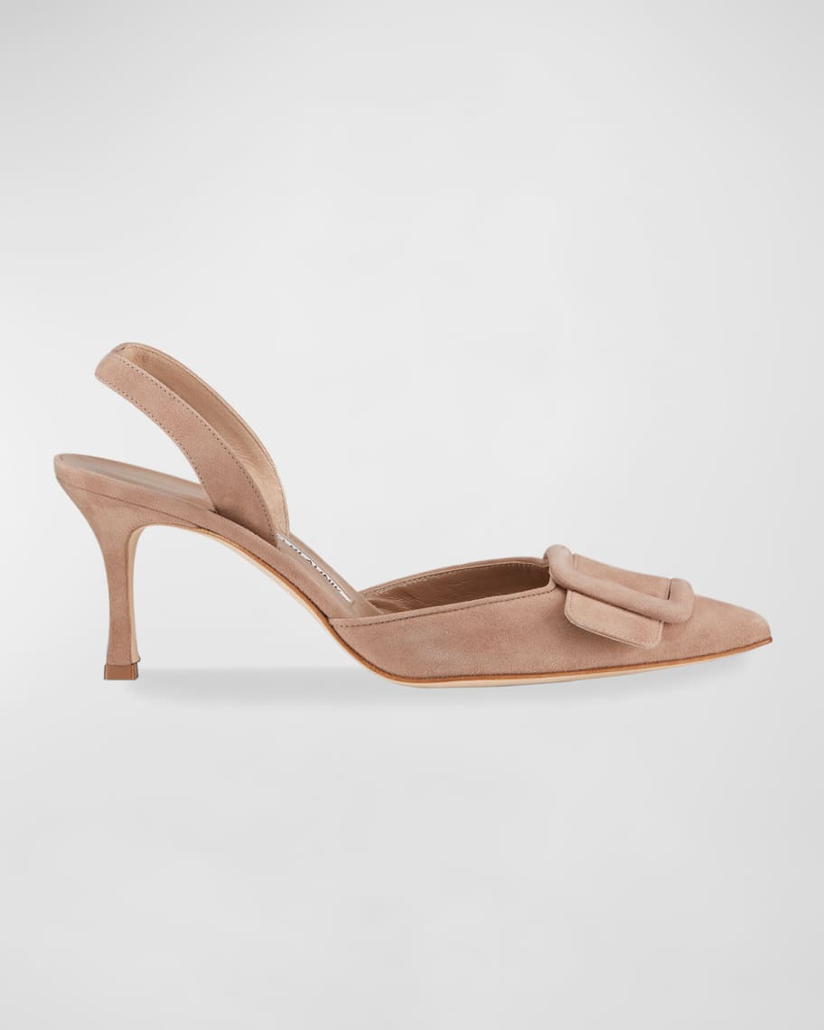 

Замшевые туфли-лодочки с ремешком на пятке Maysli с пряжкой Manolo Blahnik