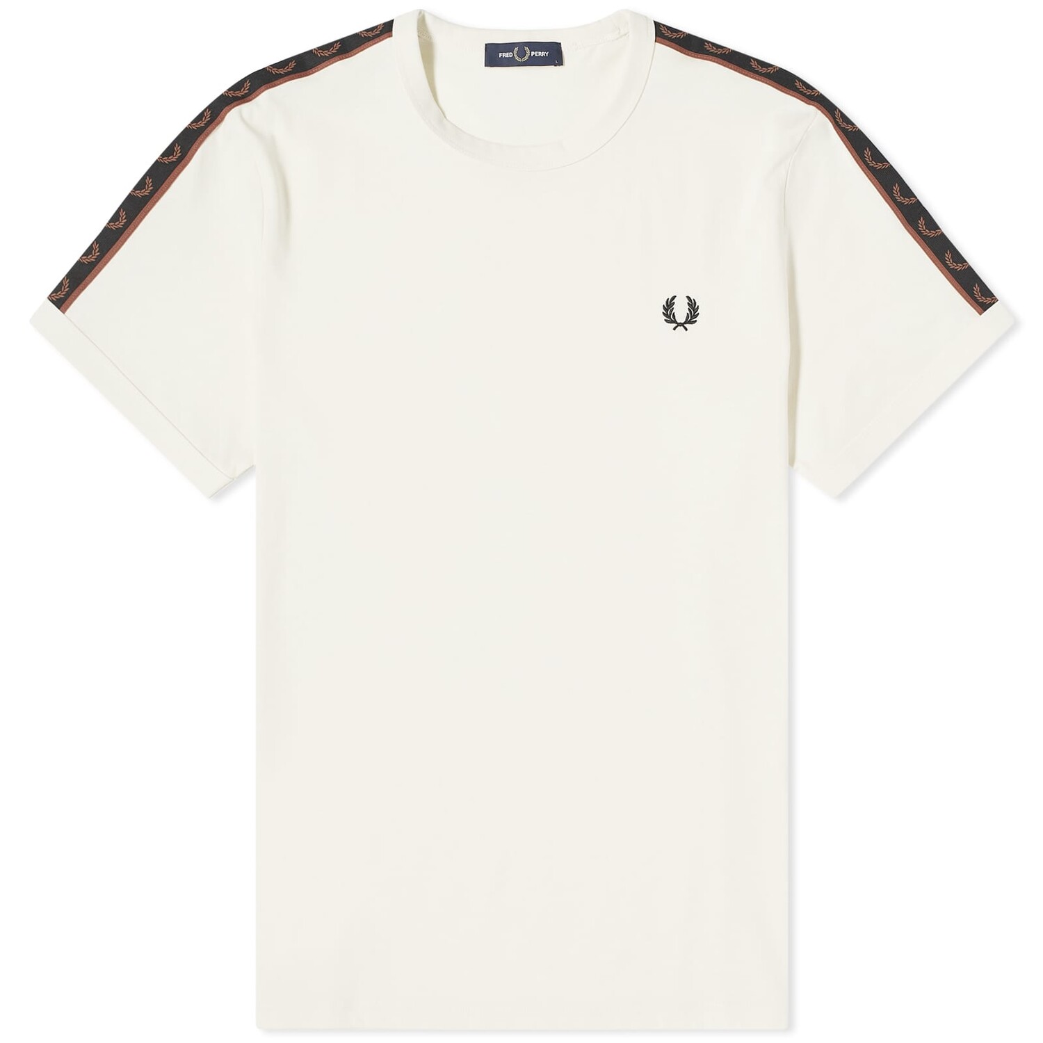 

Футболка Fred Perry Contrast Tape Ringer, цвет Ecru & Whisky Brown