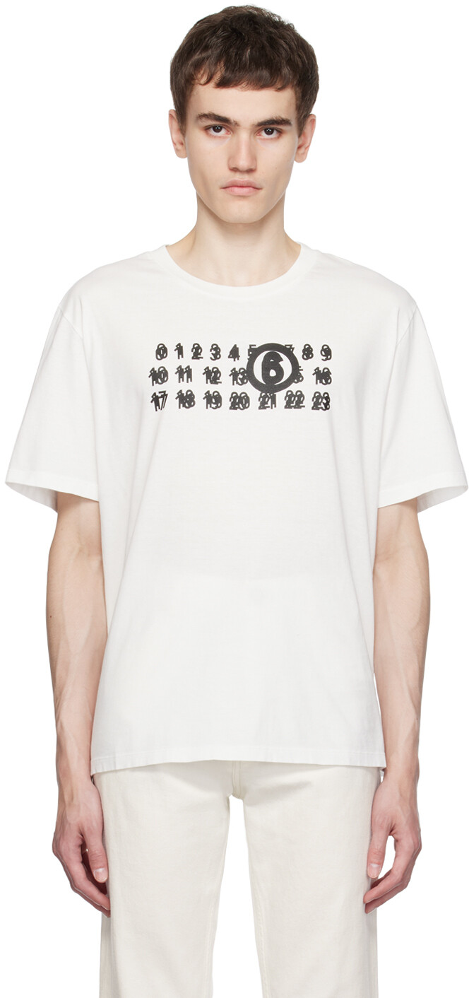

MM6 Maison Margiela Белая футболка с принтом, Белый