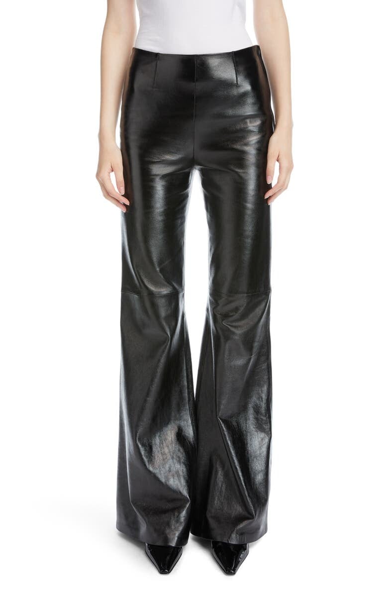 

Кожаные брюки Lazos Flare из кожи ягненка ACNE STUDIOS, черный