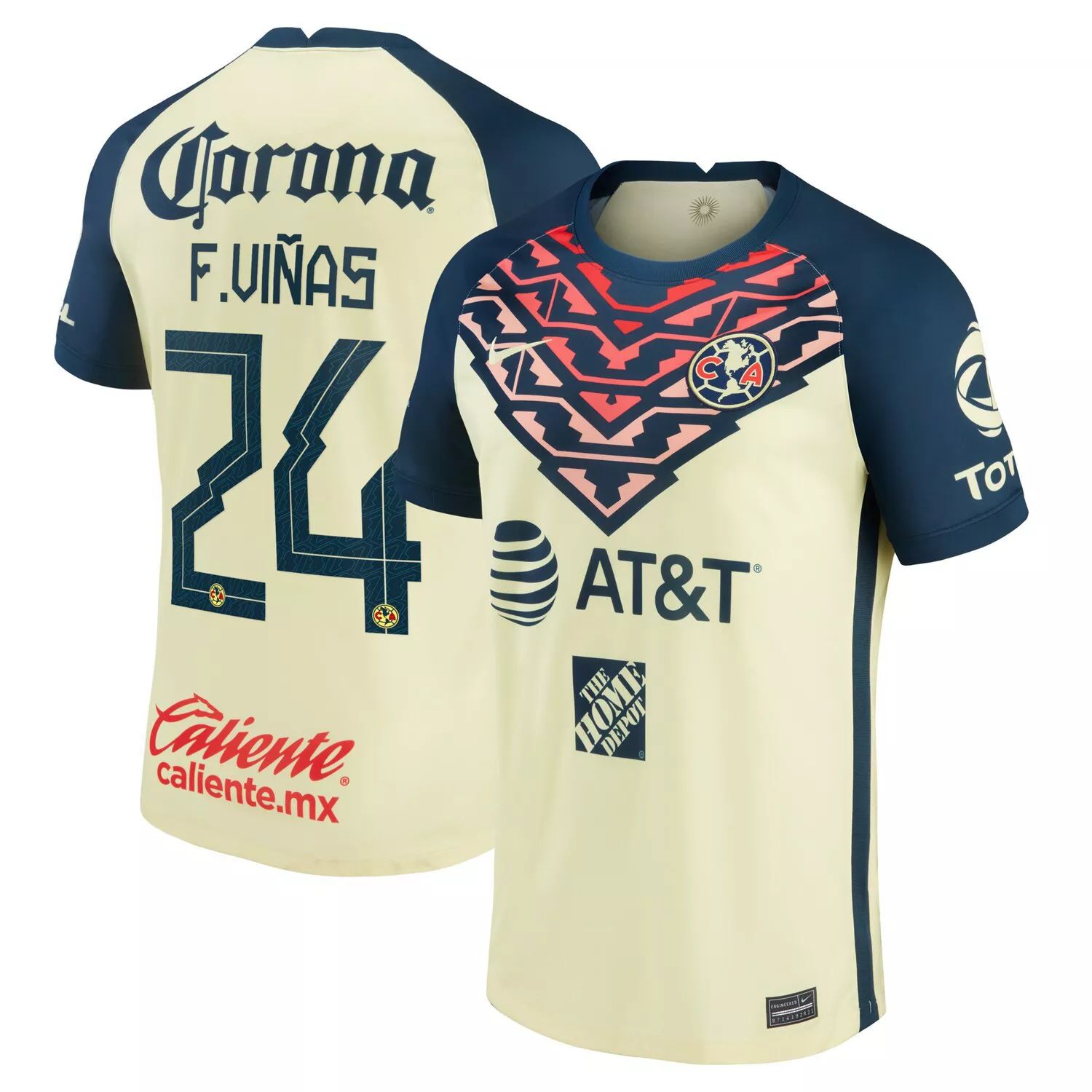 

Мужская футболка Nike Federico Viñas Yellow Club America 2021/22 Home Breathe Stadium Replica Player