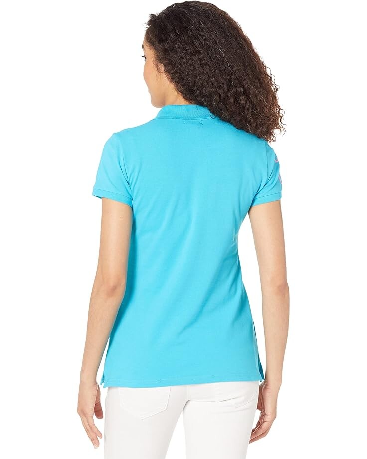

Поло U.S. POLO ASSN. Neon Logos Short Sleeve Polo Shirt, цвет Scuba Blue