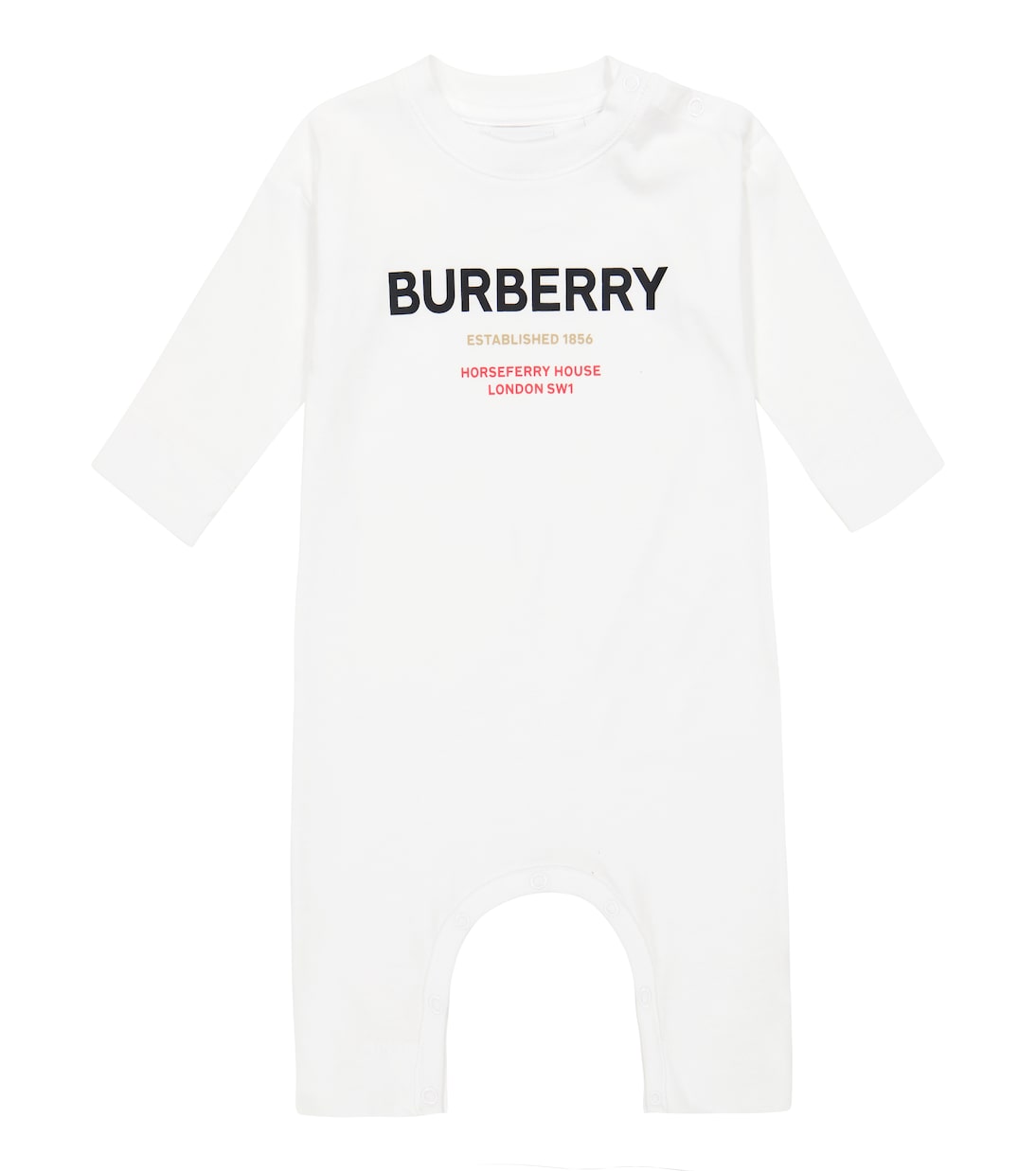 Хлопковый комбинезон с логотипом baby Burberry Kids, белый