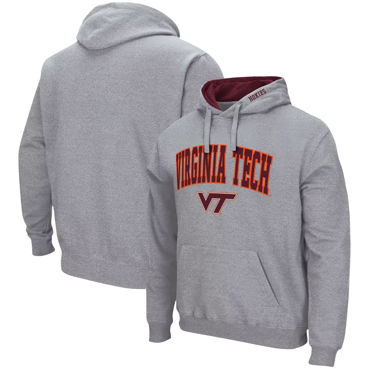 

Мужской серый пуловер с капюшоном Virginia Tech Hokies Arch & Logo 3.0 Colosseum