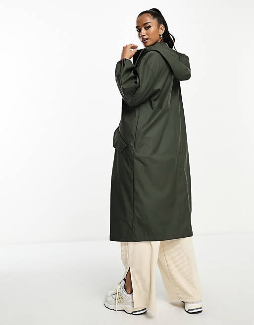 

Прорезиненная парка-дождевик цвета хаки ASOS DESIGN Petite