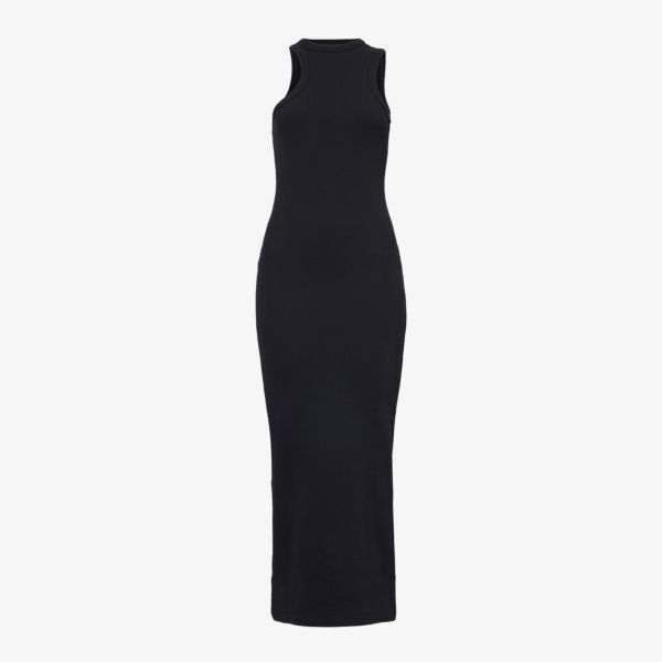 Платье макси из эластичного хлопка с вышитым логотипом Axel Arigato, черный