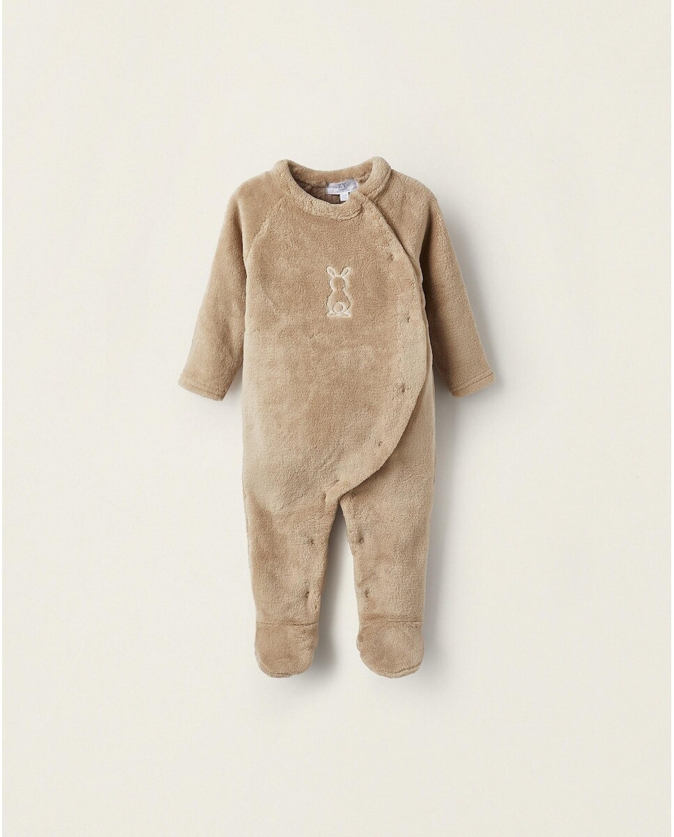 

Бархатный комбинезон для девочки с вышивкой кролика Zippy, коричневый