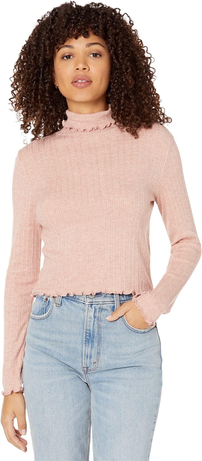 

Однотонная укороченная водолазка Soju Madewell, цвет Misty Rose
