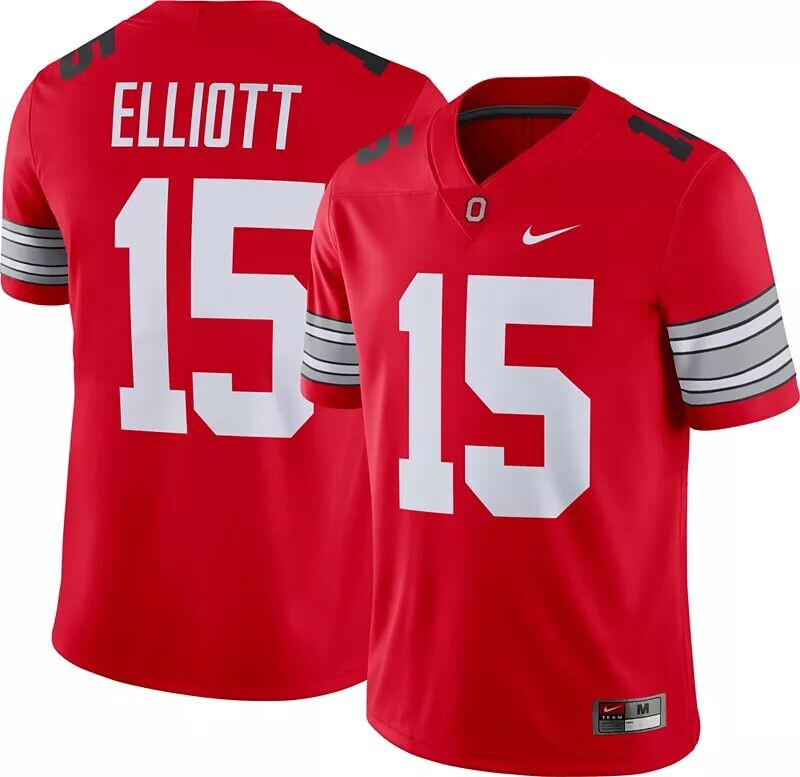 

Мужская футбольная майка Nike Ezekiel Elliott Ohio State Buckeyes #15 Scarlet Dri-FIT Game