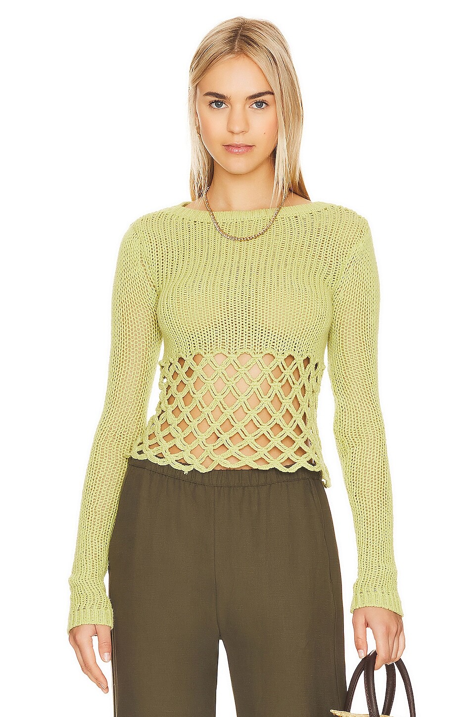 

Пуловер Lovers and Friends Clara Cropped Fishnet, зеленый