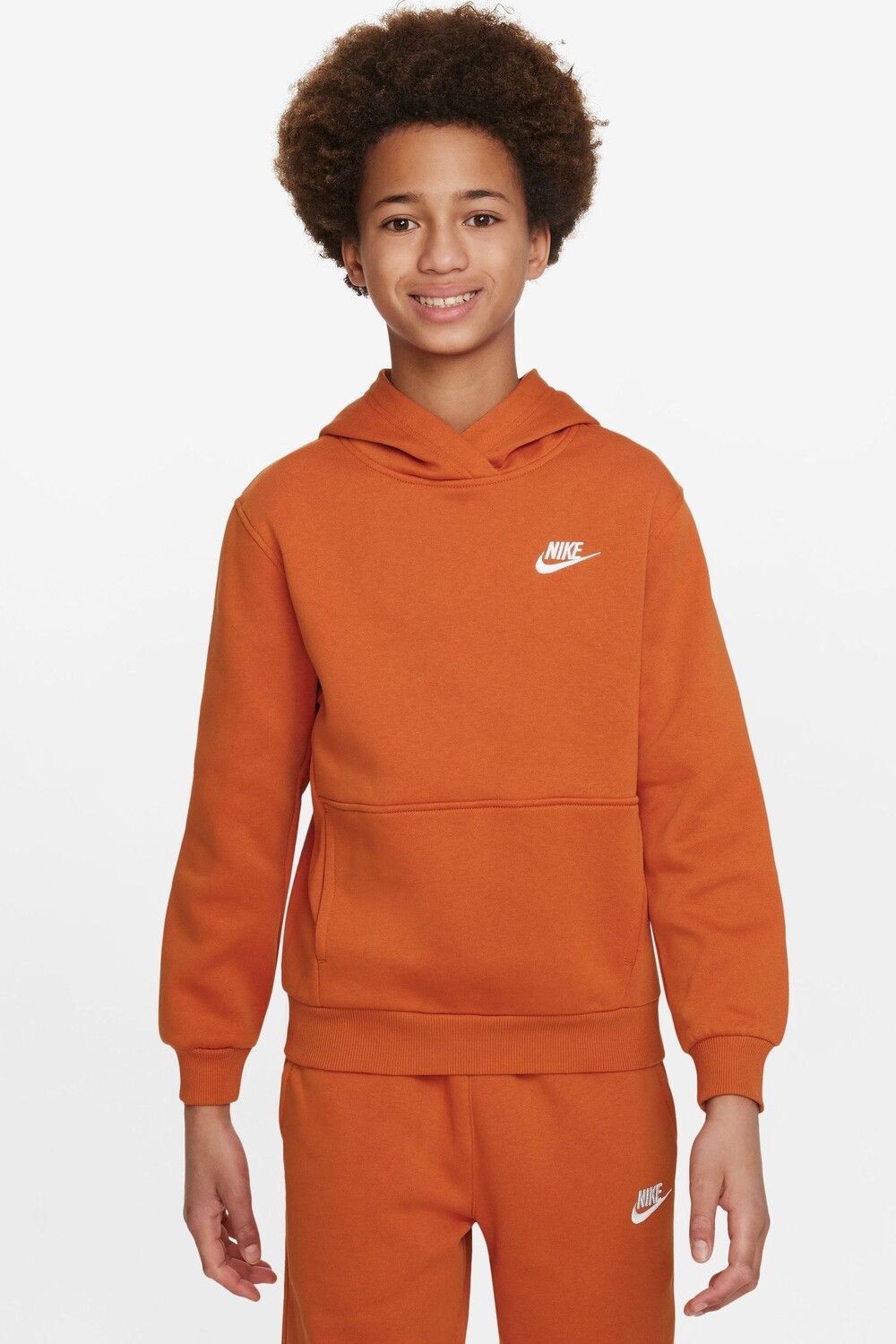 

Флисовый пуловер Club с капюшоном Nike, оранжевый