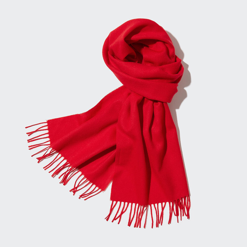 

Женский шарф Uniqlo кашемировый, кораллово-красный