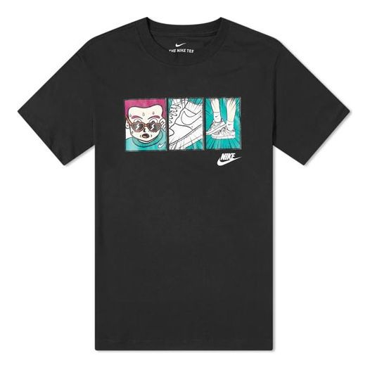 Футболка Nike Cartoon Pattern Printing Athleisure Casual Sports Round Neck Breathable Short Sleeve Black, мультиколор