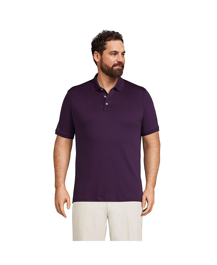 Мужской большой & Высокая рубашка-поло Supima с короткими рукавами Lands' End, фиолетовый