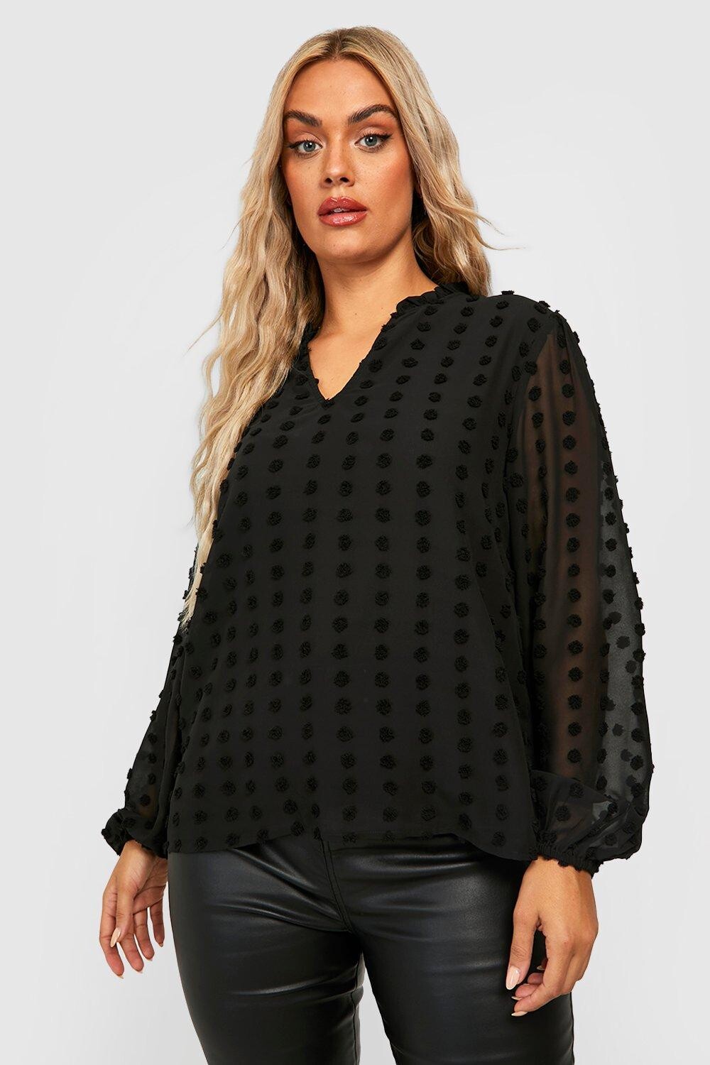 

Блузка добби с текстурным кислом plus Boohoo, черный